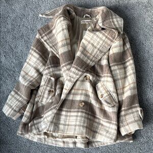Free People Cream Satin Lined Coat
